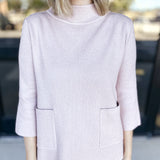 Sparkle Mock Neck Sweater- Rosé-230 Sweaters/Cardis-FATE-July & June Women's Fashion Boutique Located in San Antonio, Texas
