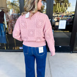 Blush Crochet Sweater-230 Sweaters/Cardis-LISTICLE-July & June Women's Fashion Boutique Located in San Antonio, Texas