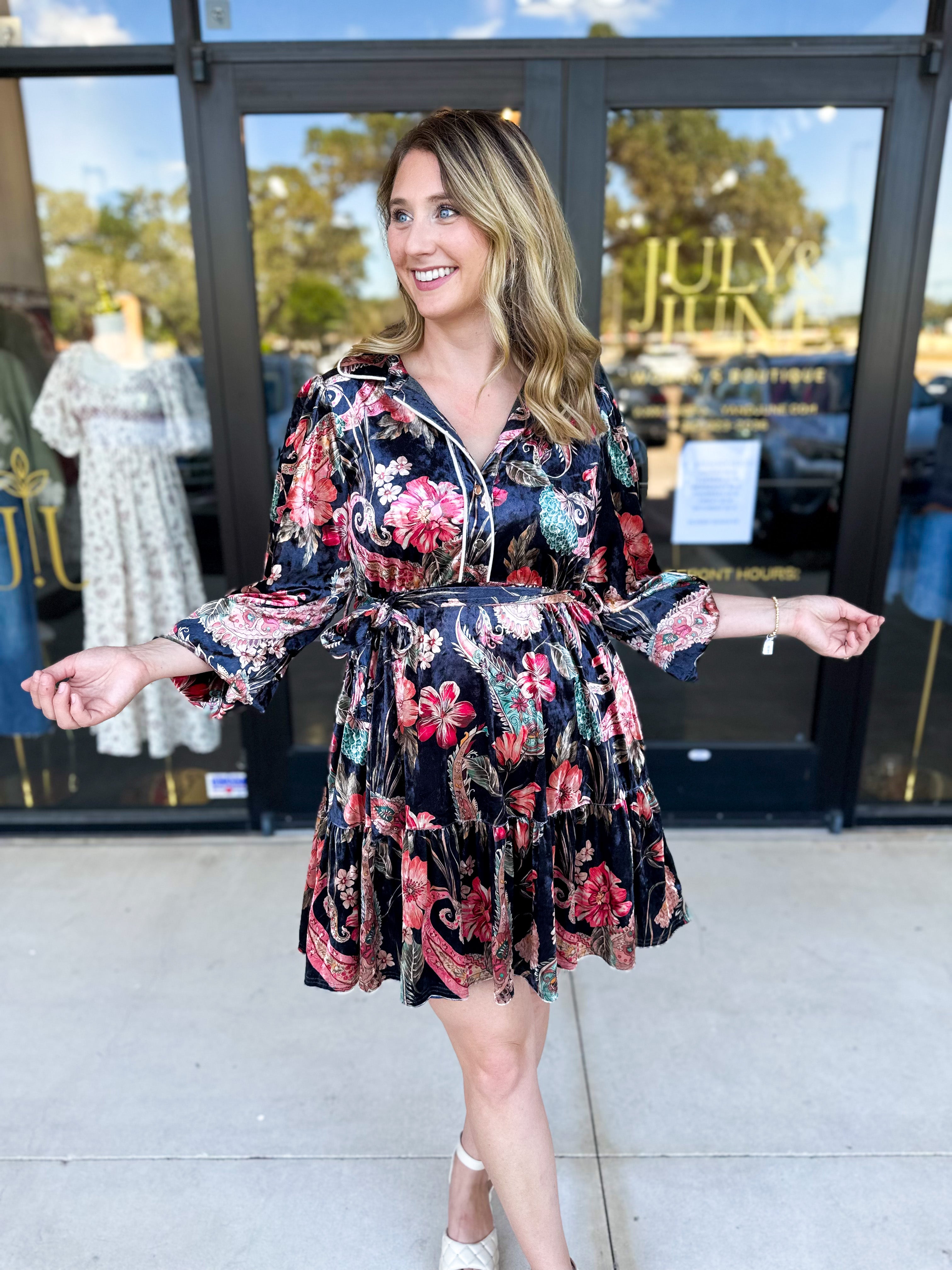 The Bold Paisley Mini Dress-500 Midi-JODIFL-July & June Women's Fashion Boutique Located in San Antonio, Texas