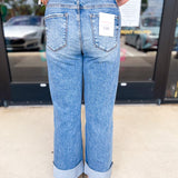 Vervet - High Rise Baggy Cuff Jeans-400 Pants-VEVERT BY FLYING MONKEY-July & June Women's Fashion Boutique Located in San Antonio, Texas