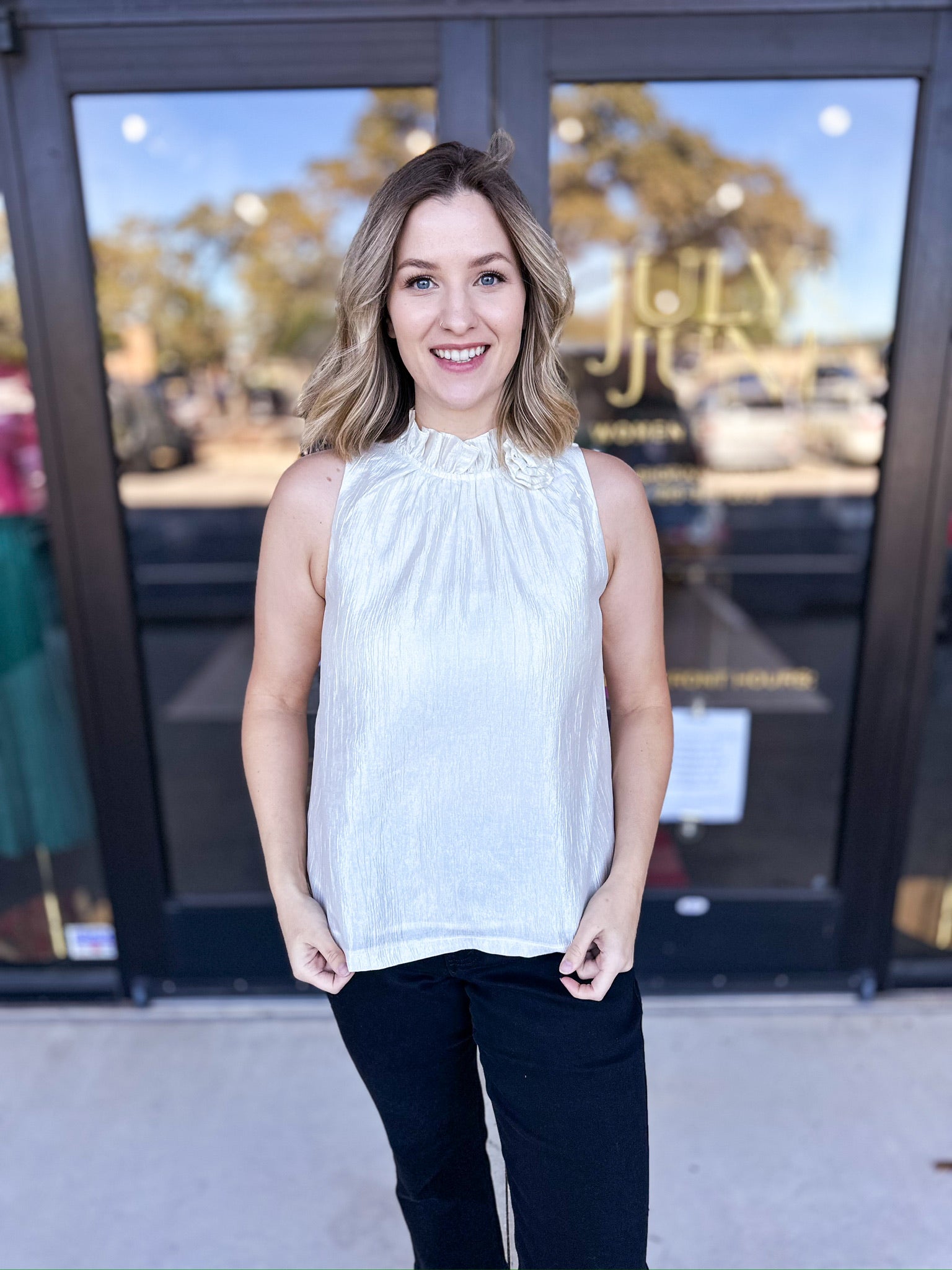 High Neck Tank-200 Fashion Blouses-PINCH-July & June Women's Fashion Boutique Located in San Antonio, Texas