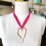 Scarf Necklace - Hot Pink-110 Jewelry & Hair-HART DESIGNS-July & June Women's Fashion Boutique Located in San Antonio, Texas
