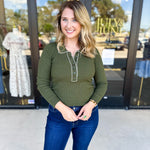 Tailored Knit Long Sleeve - Olive-230 Sweaters/Cardis-LISTICLE-July & June Women's Fashion Boutique Located in San Antonio, Texas