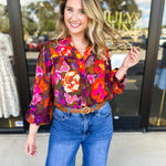 Vibrant Fall Florals Blouse-200 Fashion Blouses-FATE-July & June Women's Fashion Boutique Located in San Antonio, Texas