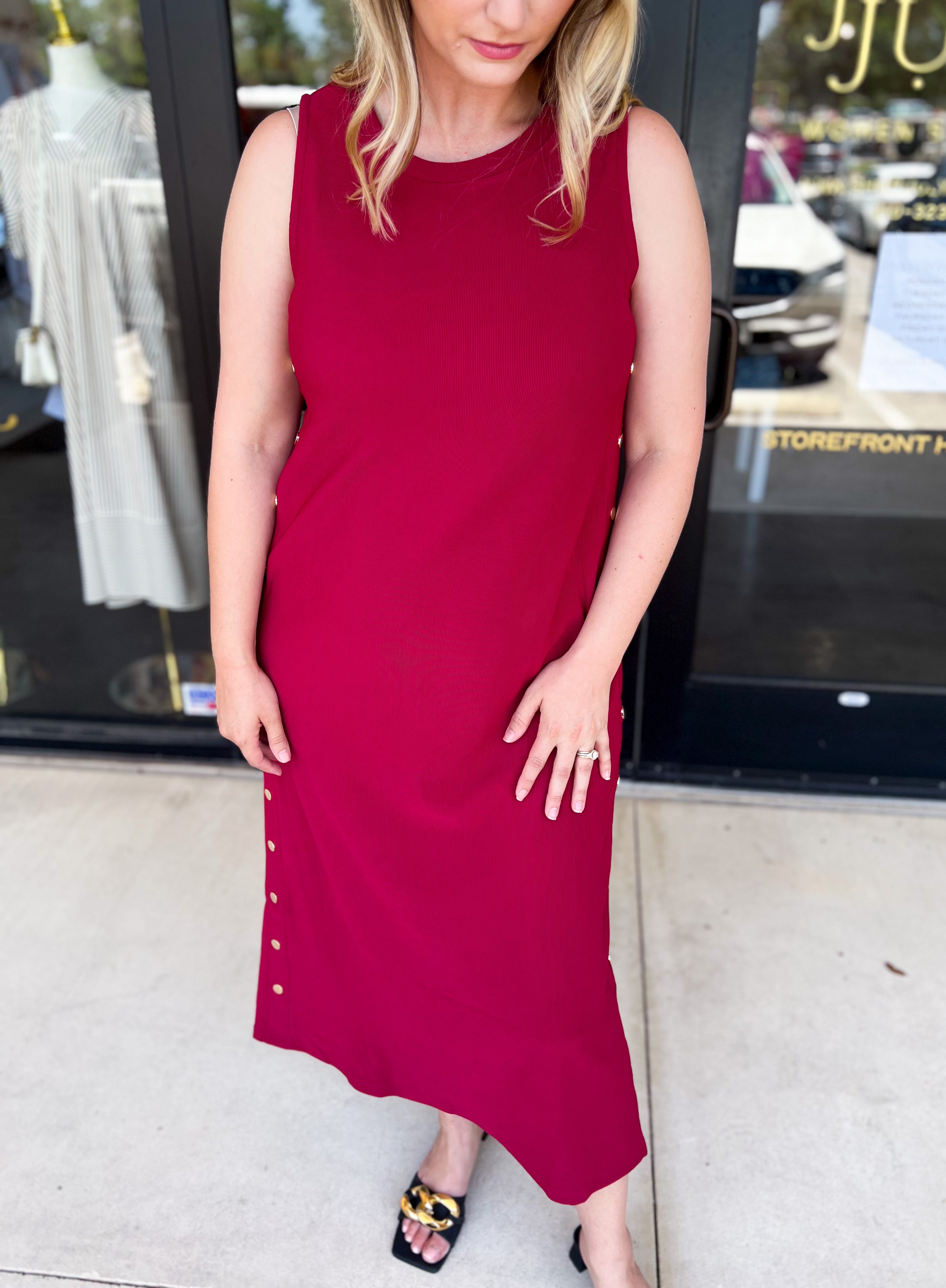 Casual Chic Midi Dress - Cherry-500 Midi-ENTRO-July & June Women's Fashion Boutique Located in San Antonio, Texas
