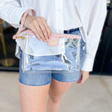 Natalie Wood - Clearly Fabulous Clear Wristlet in Petal Pink Croc-130 Accessories-Natalie Wood-July & June Women's Fashion Boutique Located in San Antonio, Texas