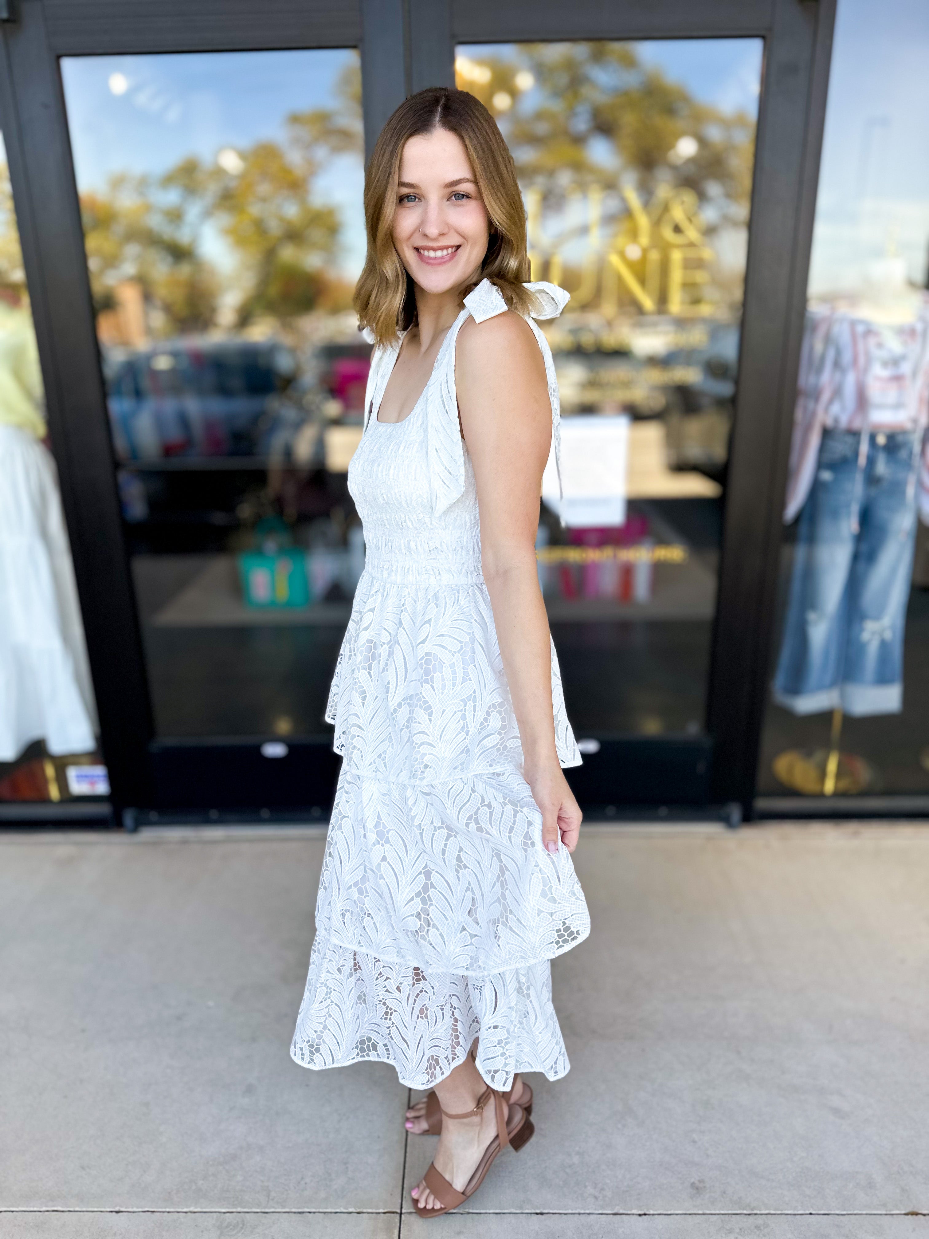 Delaney Midi Dress-500 Midi-SKIES ARE BLUE-July & June Women's Fashion Boutique Located in San Antonio, Texas