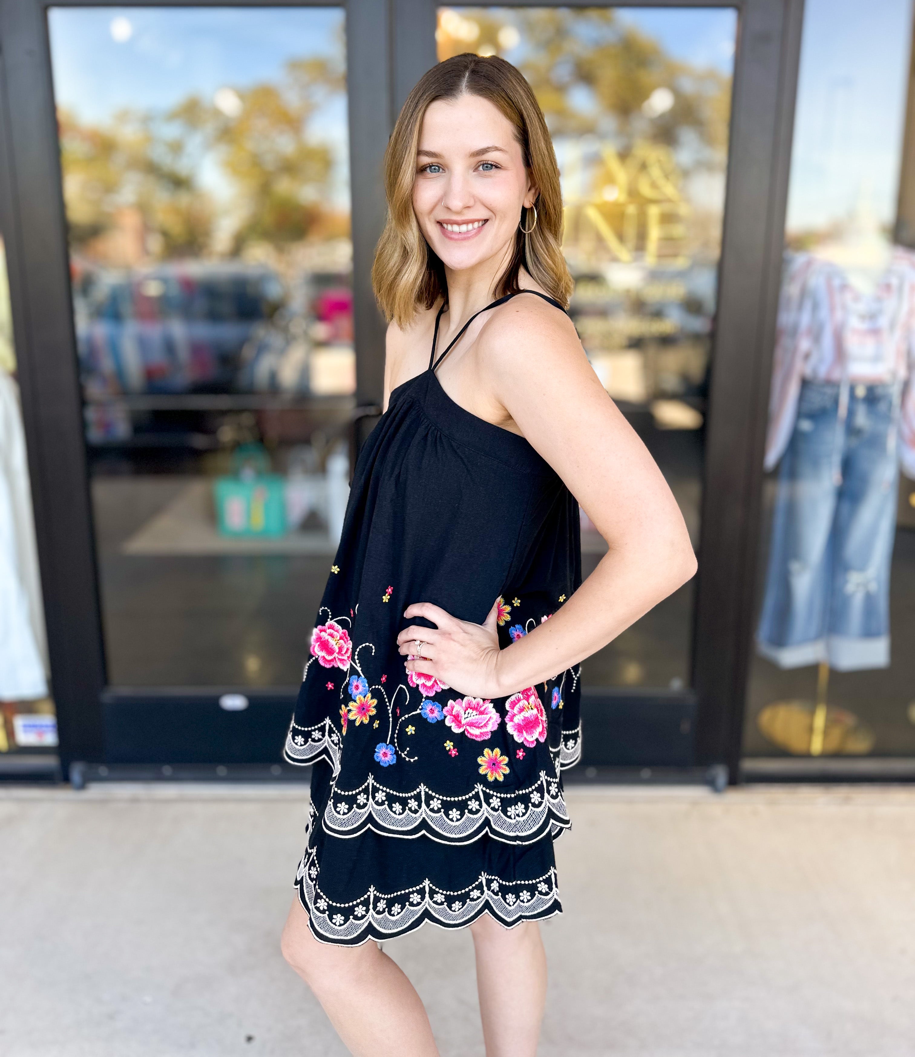 Fiesta Night Halter Mini Dress-510 Mini-ANDREE BY UNIT-July & June Women's Fashion Boutique Located in San Antonio, Texas