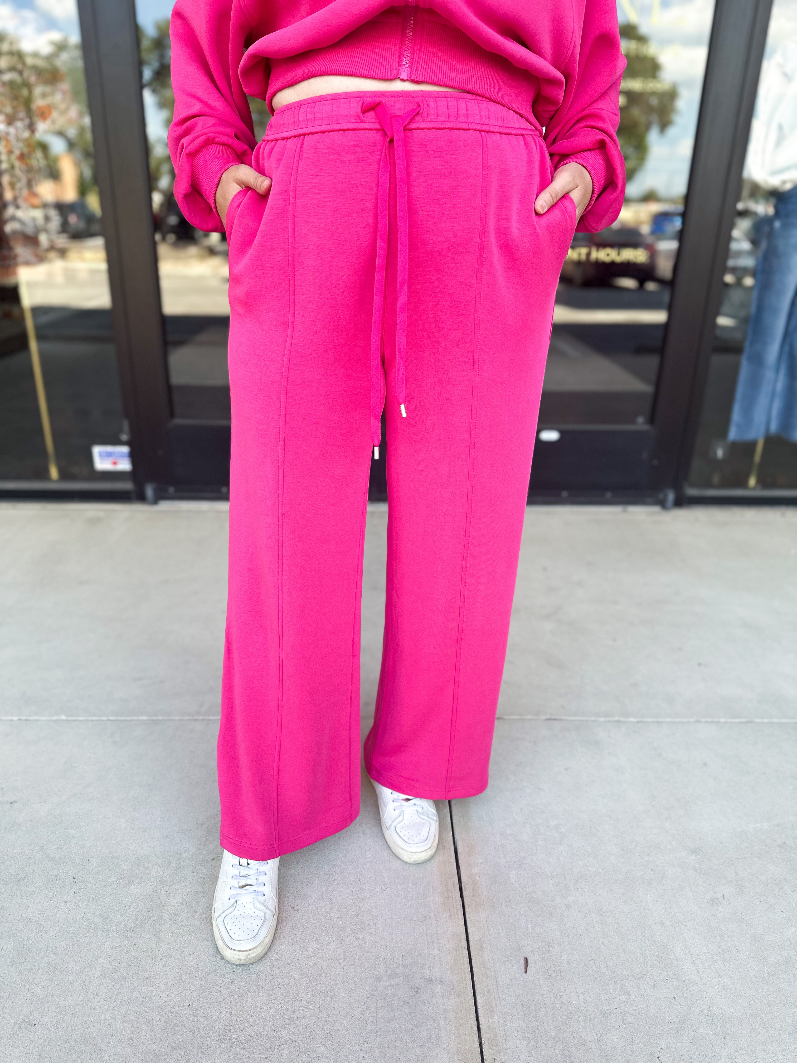 Soft Modal Lounge Pants - Fuchsia Pink-300 Athleisure/Lounge-SKIES ARE BLUE-July & June Women's Fashion Boutique Located in San Antonio, Texas