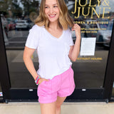 Upscale Shorts - Pink-410 Shorts/Skirts-ENTRO-July & June Women's Fashion Boutique Located in San Antonio, Texas
