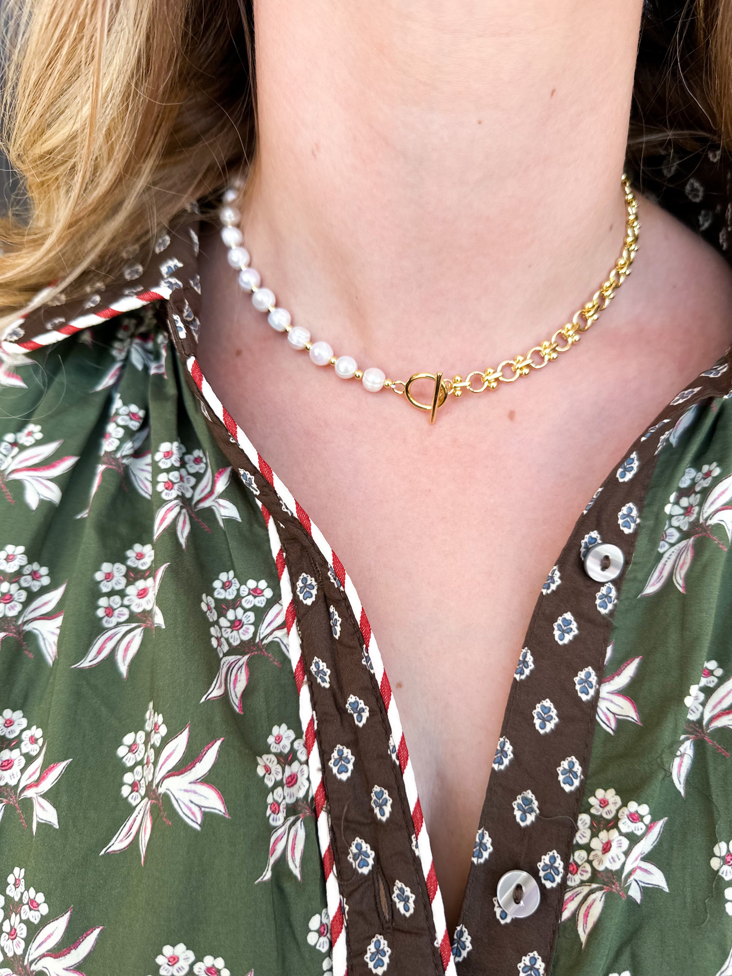 Easton Elle - Pearl & Loop Necklace-110 Jewelry & Hair-Easton Elle-July & June Women's Fashion Boutique Located in San Antonio, Texas