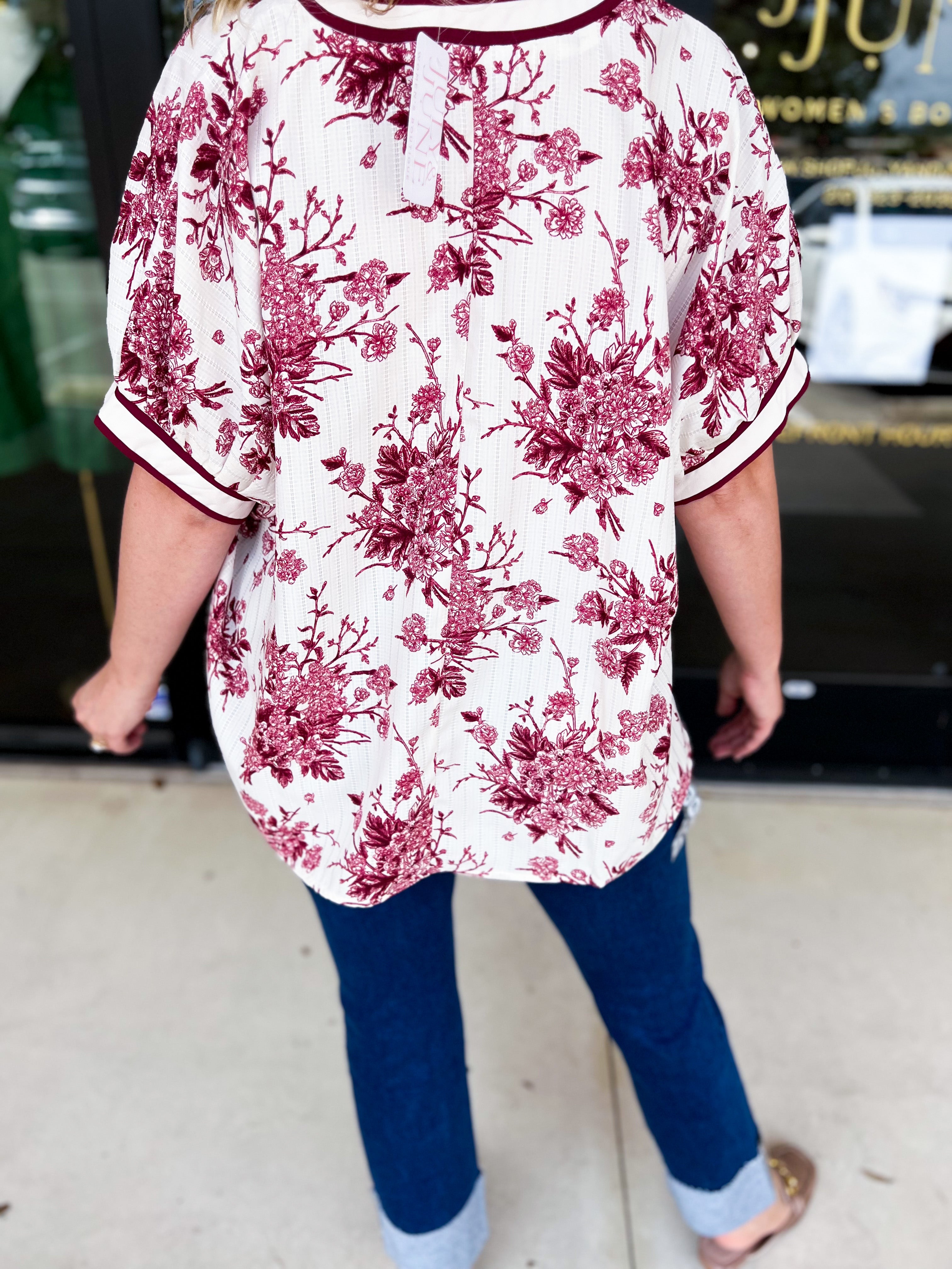 The Briar Blouse - Burgundy-200 Fashion Blouses-ENTRO-July & June Women's Fashion Boutique Located in San Antonio, Texas