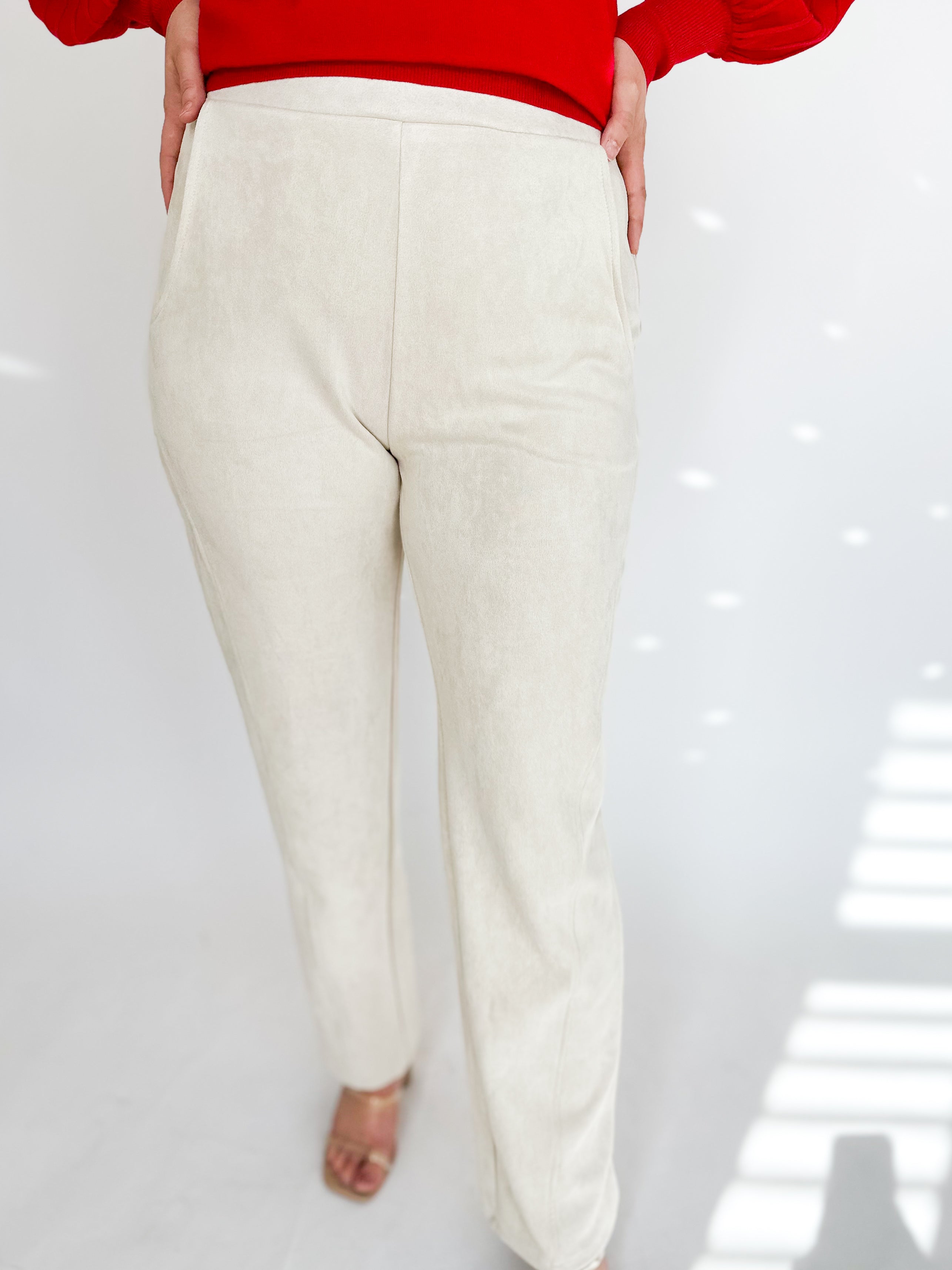 Chic Trousers - Cream-400 Pants-ALLIE ROSE-July & June Women's Fashion Boutique Located in San Antonio, Texas