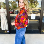 Vibrant Fall Florals Blouse-200 Fashion Blouses-FATE-July & June Women's Fashion Boutique Located in San Antonio, Texas