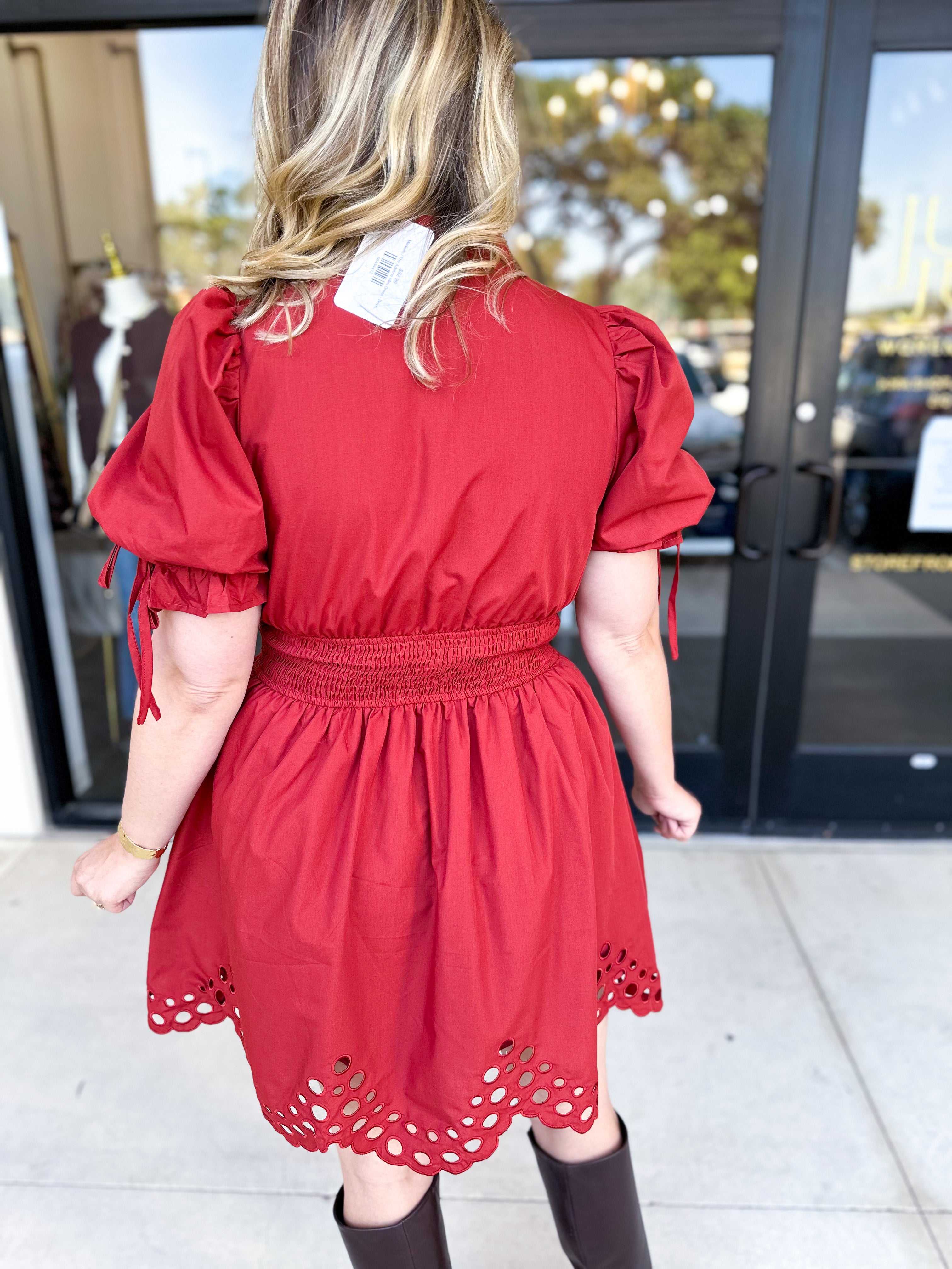 The Adeline Mini Dress - Brick-510 Mini-ENTRO-July & June Women's Fashion Boutique Located in San Antonio, Texas