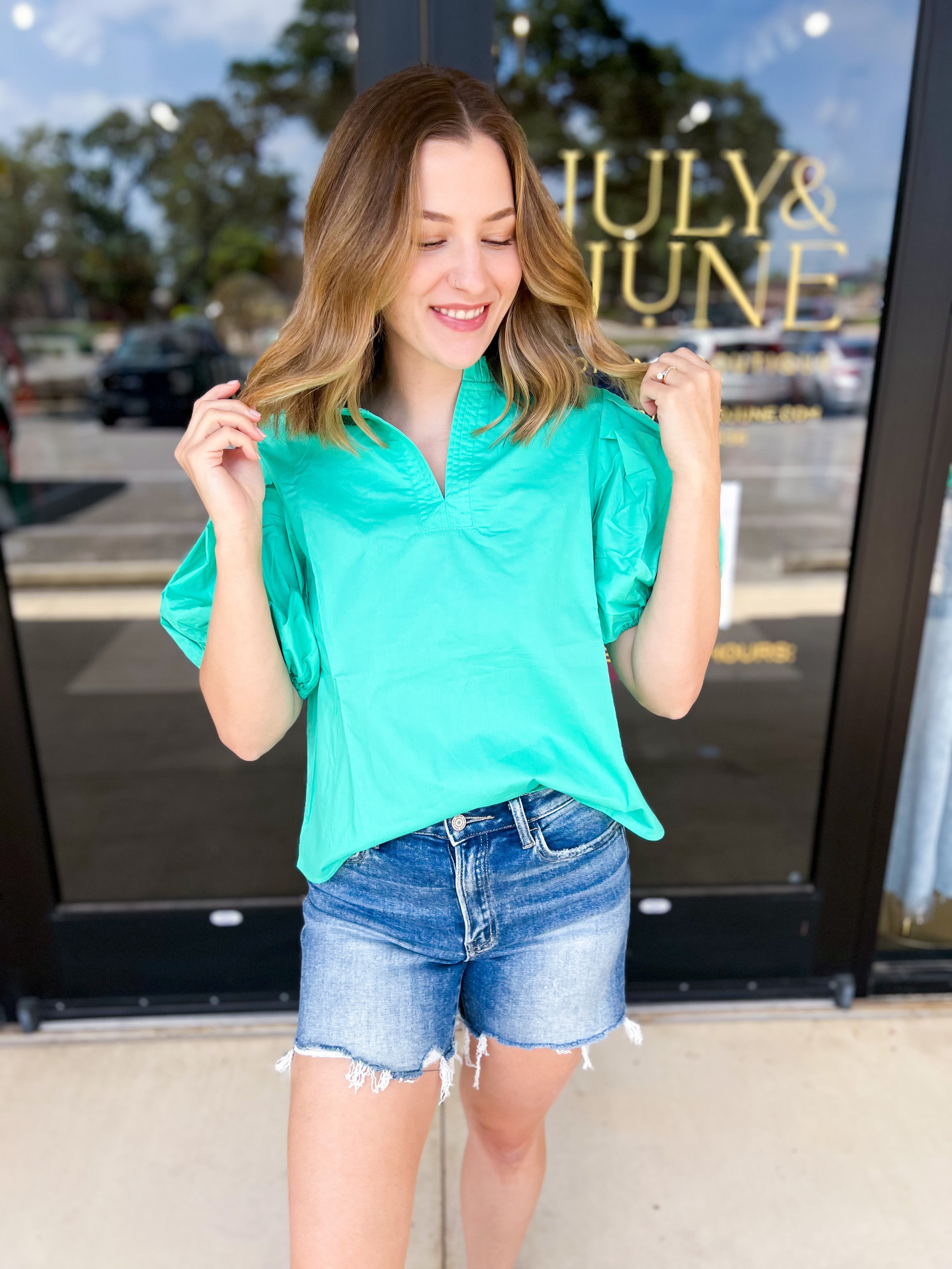 Simply Sweet Blouse - Spearmint-200 Fashion Blouses-PINCH-July & June Women's Fashion Boutique Located in San Antonio, Texas