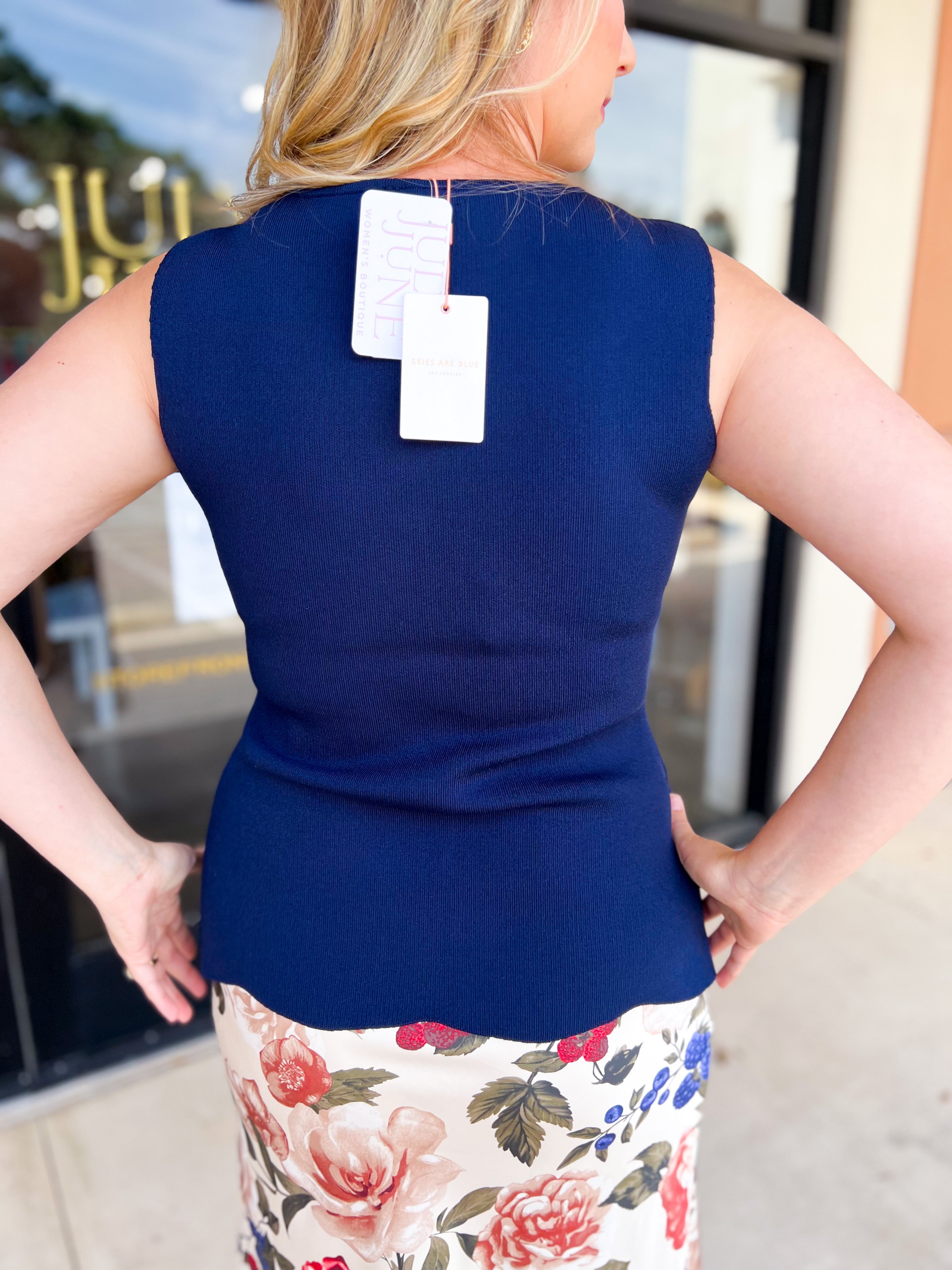 The Sophie Vest - Navy-600 Outerwear-SKIES ARE BLUE-July & June Women's Fashion Boutique Located in San Antonio, Texas