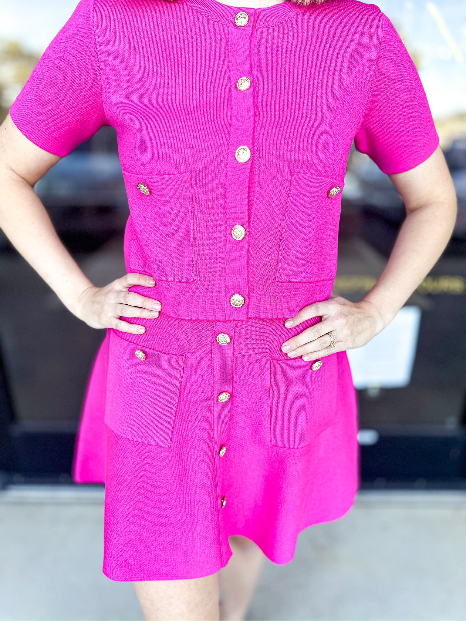 Posh Pink Short Sleeve Cardigan-230 Sweaters/Cardis-ENTRO-July & June Women's Fashion Boutique Located in San Antonio, Texas