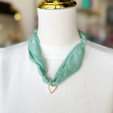 Scarf Necklace - Aqua Heart-110 Jewelry & Hair-HART DESIGNS-July & June Women's Fashion Boutique Located in San Antonio, Texas