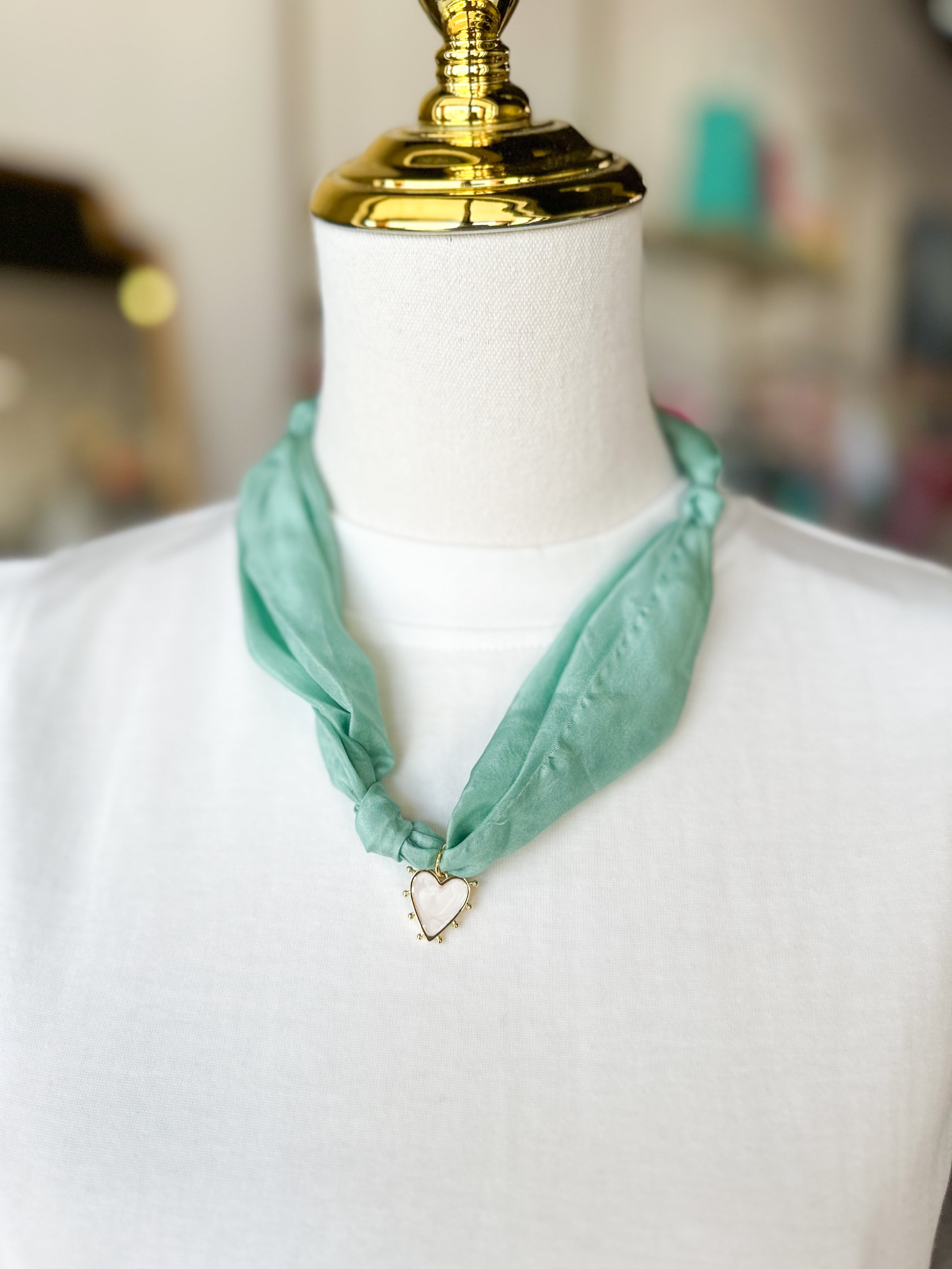 Scarf Necklace - Aqua Heart-110 Jewelry & Hair-HART DESIGNS-July & June Women's Fashion Boutique Located in San Antonio, Texas
