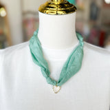 Scarf Necklace - Aqua Heart-110 Jewelry & Hair-HART DESIGNS-July & June Women's Fashion Boutique Located in San Antonio, Texas