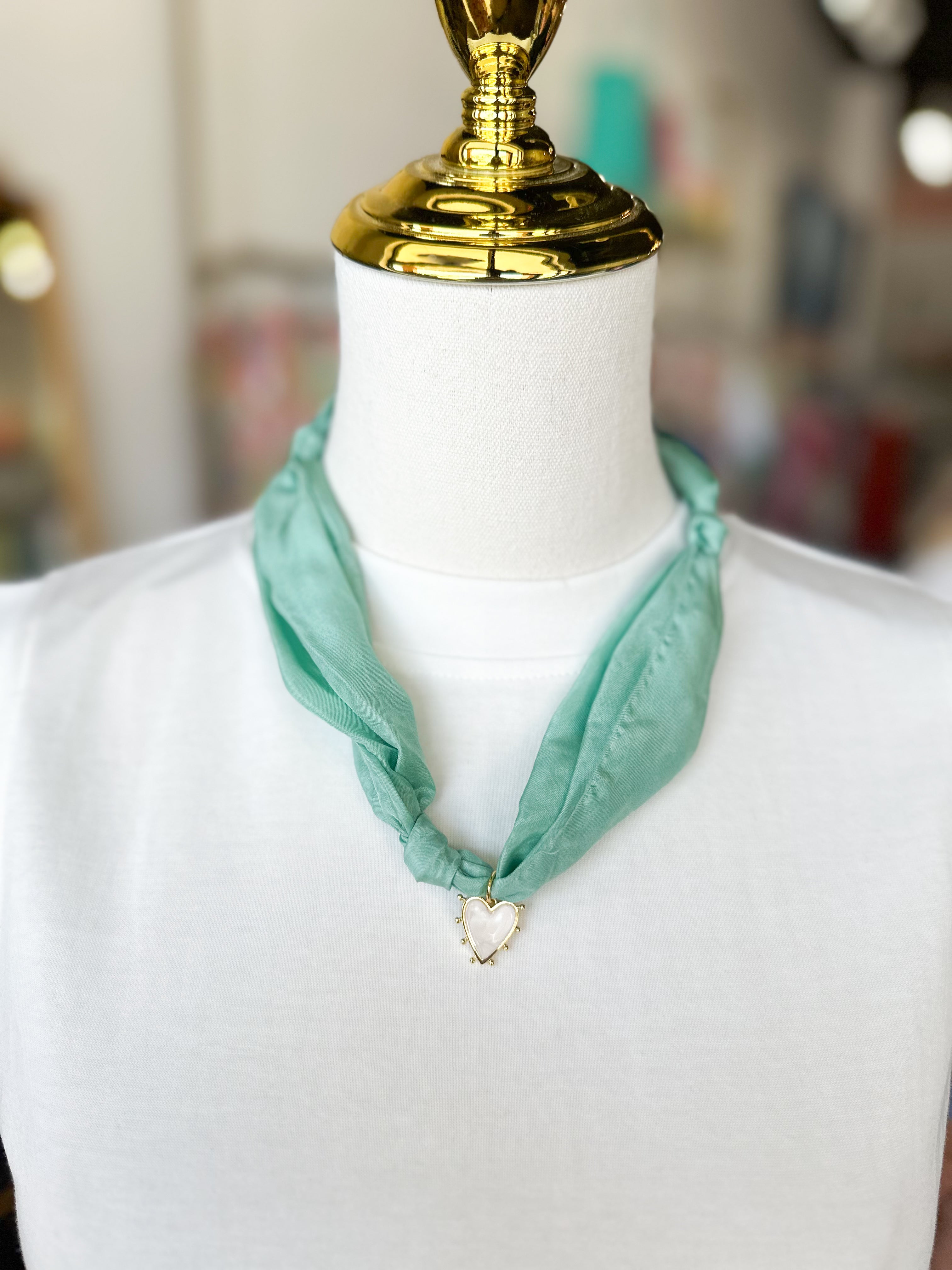 Scarf Necklace - Aqua Heart-110 Jewelry & Hair-HART DESIGNS-July & June Women's Fashion Boutique Located in San Antonio, Texas