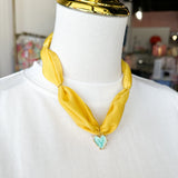 Scarf Necklace - Yellow and Teal Heart-110 Jewelry & Hair-HART DESIGNS-July & June Women's Fashion Boutique Located in San Antonio, Texas