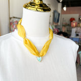 Scarf Necklace - Yellow and Teal Heart-110 Jewelry & Hair-HART DESIGNS-July & June Women's Fashion Boutique Located in San Antonio, Texas