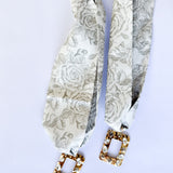 Scarf Necklace - Sage Floral & Crystal-110 Jewelry & Hair-HART DESIGNS-July & June Women's Fashion Boutique Located in San Antonio, Texas