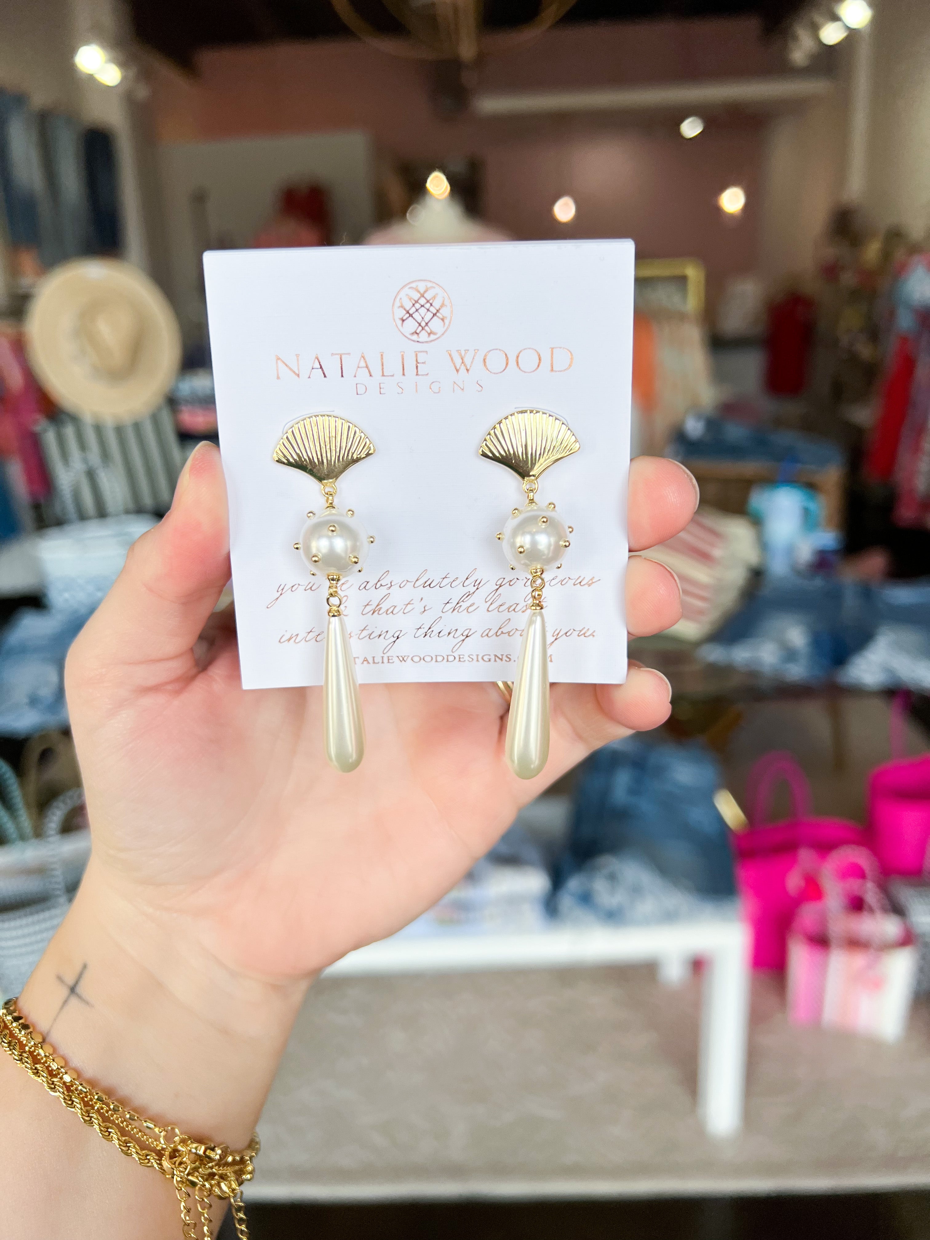 Natalie Wood - Carolina Statement Earrings in Pearl-110 Jewelry & Hair-Natalie Wood-July & June Women's Fashion Boutique Located in San Antonio, Texas