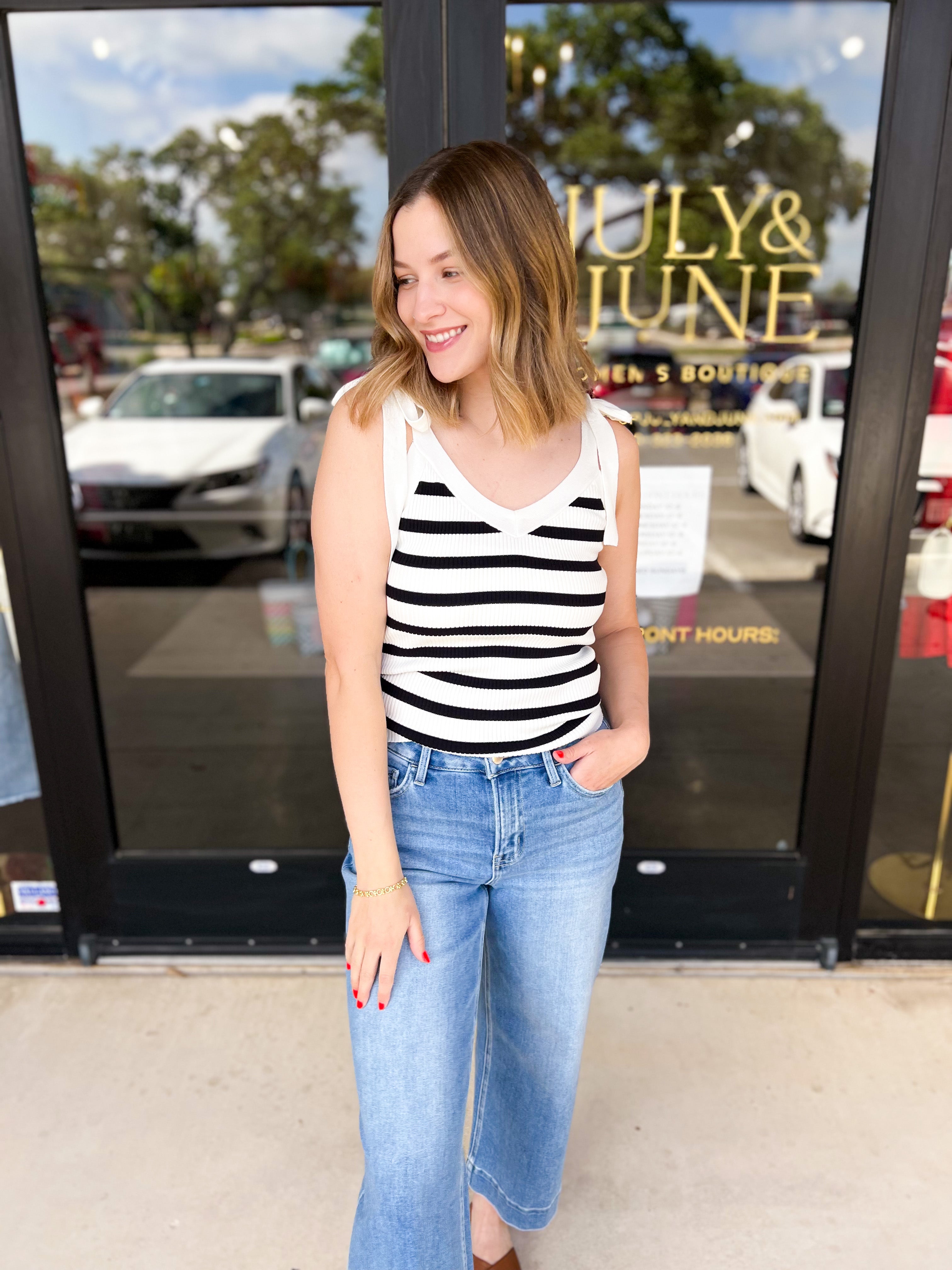Knit Stripe Cami-200 Fashion Blouses-FLYING TOMATO-July & June Women's Fashion Boutique Located in San Antonio, Texas