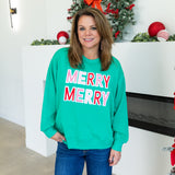 Mary Square - Sarah Merry Merry Sweatshirt-210 Casual Blouses-MARY SQUARE-July & June Women's Fashion Boutique Located in San Antonio, Texas