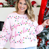 Mary Square - Millie Falala Lights Sweatshirt-210 Casual Blouses-MARY SQUARE-July & June Women's Fashion Boutique Located in San Antonio, Texas