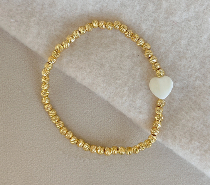 Easton Elle - Beam Stretch Bracelet Mother of Pearl Single Heart-110 Jewelry & Hair-Easton Elle-July & June Women's Fashion Boutique Located in San Antonio, Texas