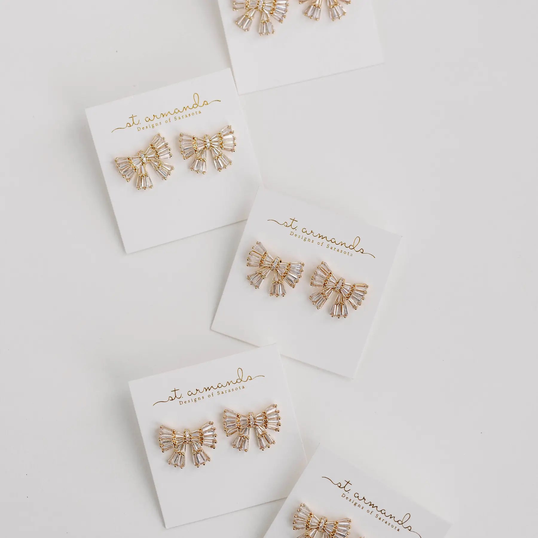 Gold Maxi Sparkler Statement Stud Bow Earrings-110 Jewelry & Hair-St Armands Designs of Sarasota-July & June Women's Fashion Boutique Located in San Antonio, Texas