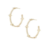 Natalie Wood - Beaded Cross Hoop Earrings Gold-Natalie Wood-July & June Women's Fashion Boutique Located in San Antonio, Texas