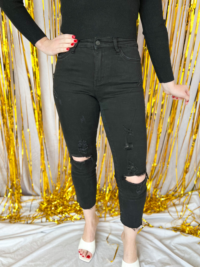 Vervet Rise Black Frayed Hem Jeans - Sale July & Women's Boutique