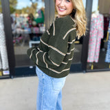 Olive & Camel Sweater-230 Sweaters/Cardis-SKIES ARE BLUE-July & June Women's Fashion Boutique Located in San Antonio, Texas