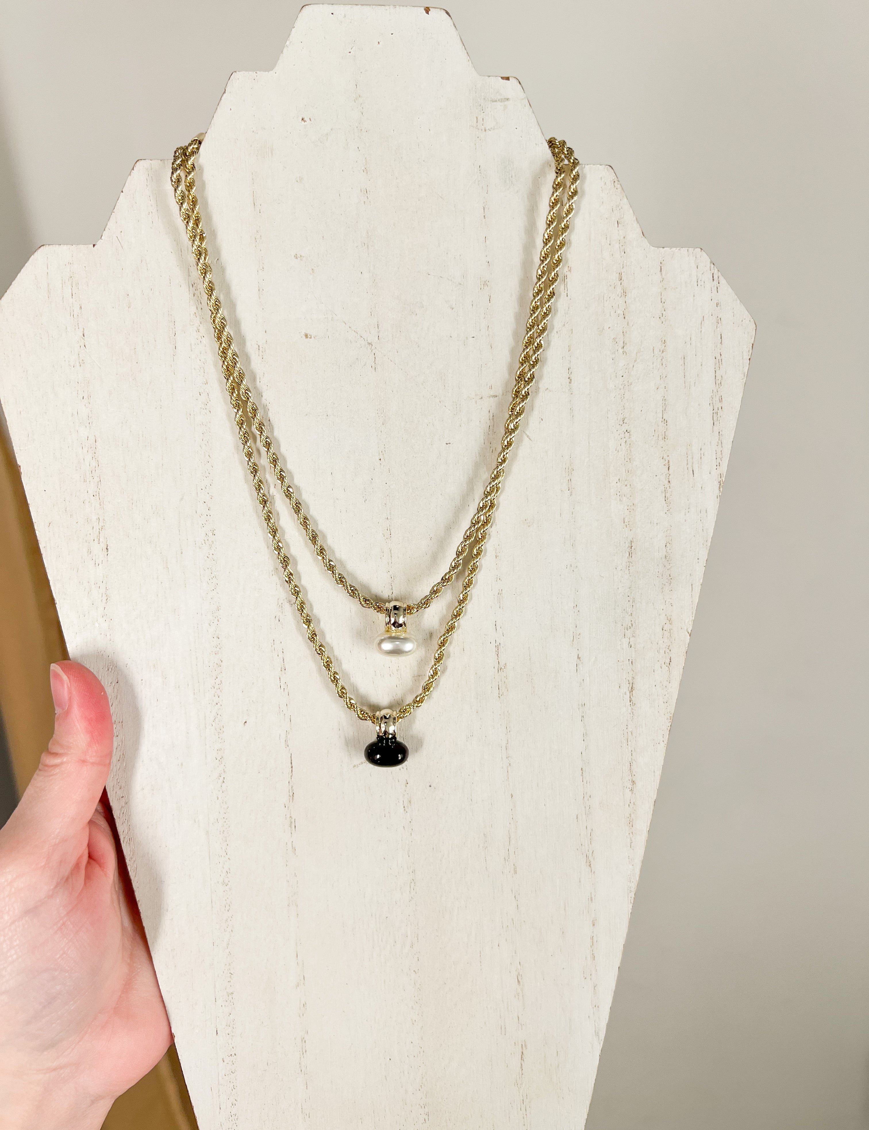 Natalie Wood - Midnight Tide Pendant Necklace - Gold/Black-110 Jewelry & Hair-Natalie Wood-July & June Women's Fashion Boutique Located in San Antonio, Texas