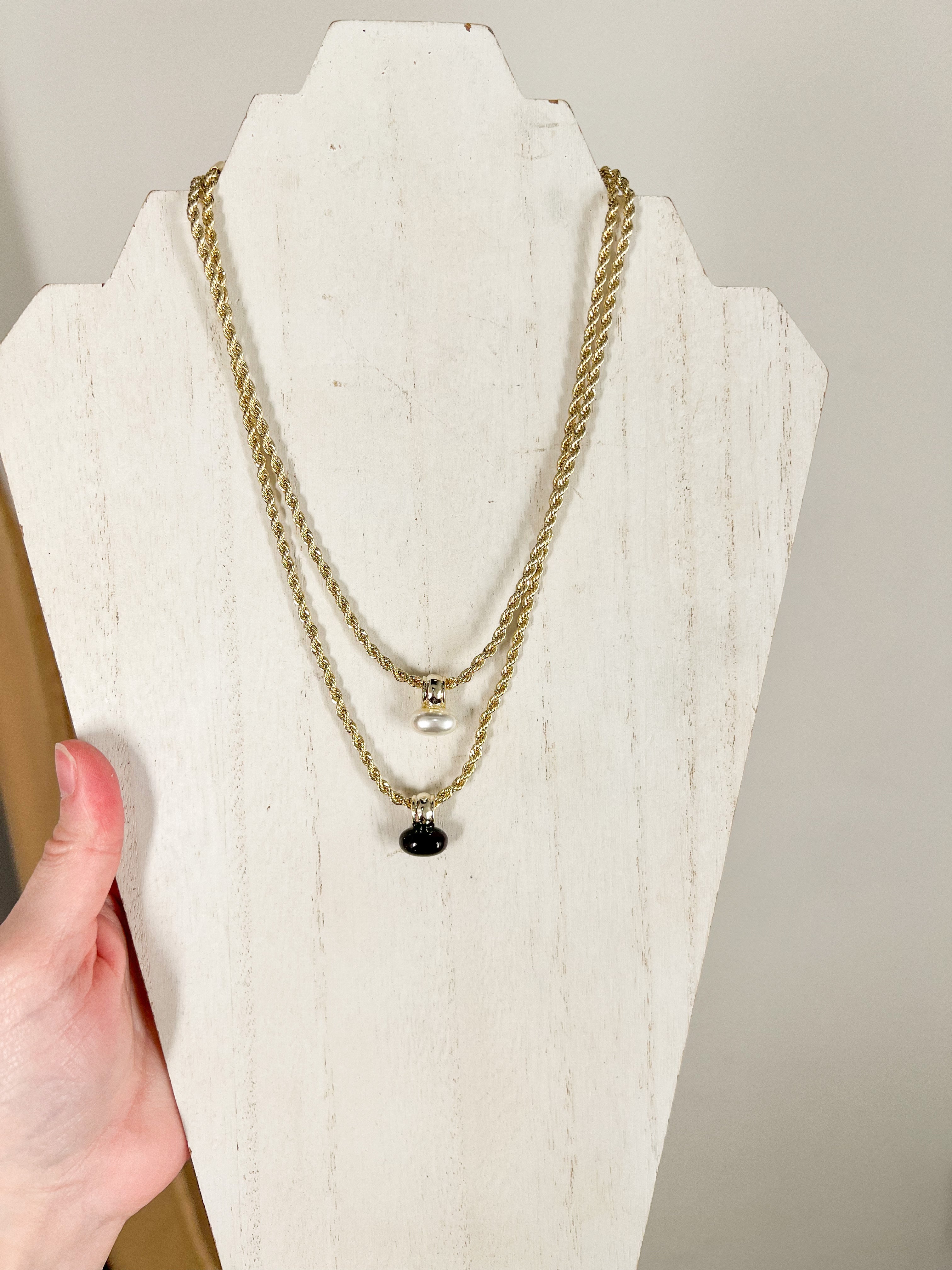 Natalie Wood - Midnight Tide Pendant Necklace - Gold/Black-110 Jewelry & Hair-Natalie Wood-July & June Women's Fashion Boutique Located in San Antonio, Texas