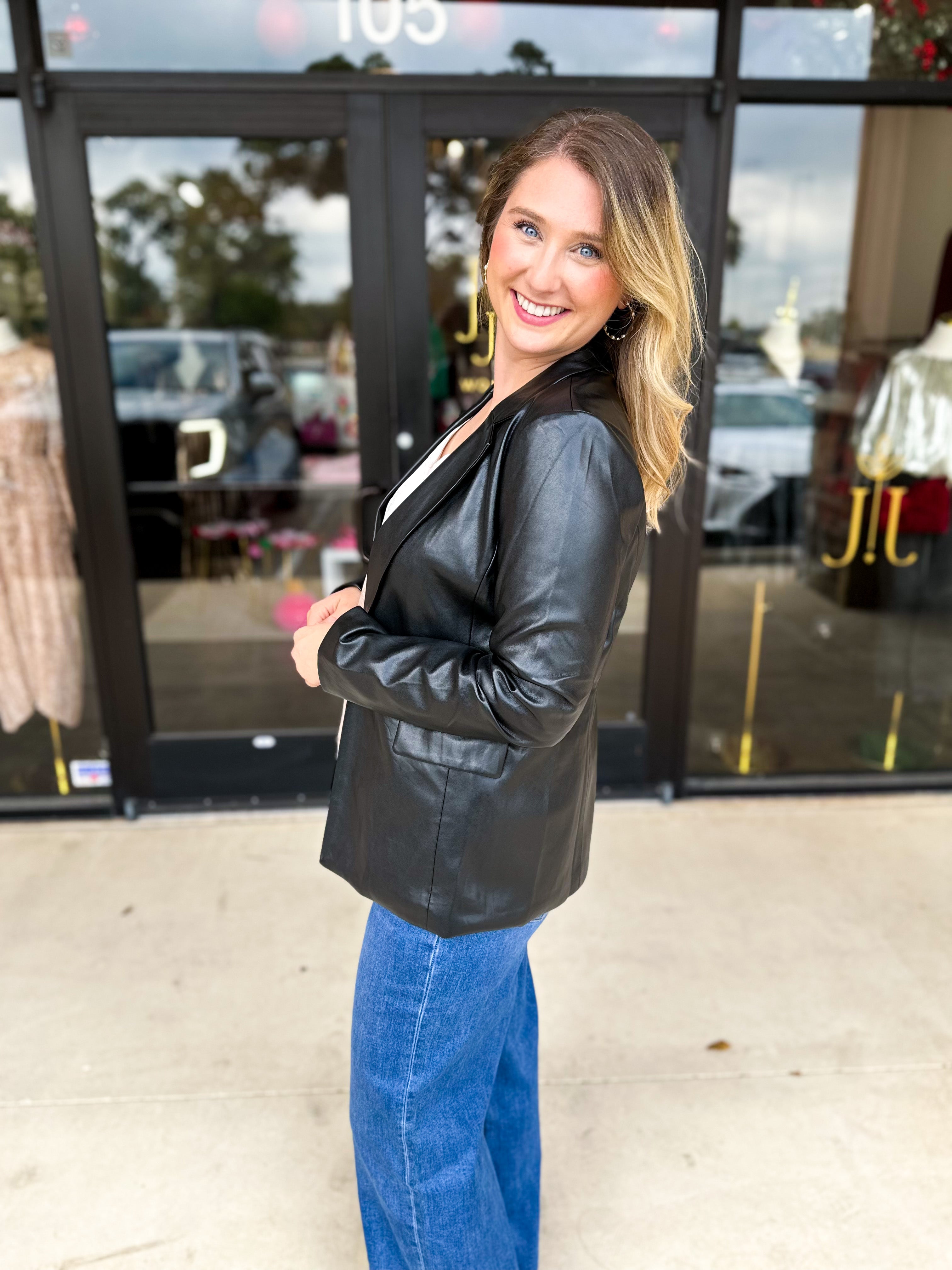 The Girlfriend Blazer-600 Outerwear-SKIES ARE BLUE-July & June Women's Fashion Boutique Located in San Antonio, Texas