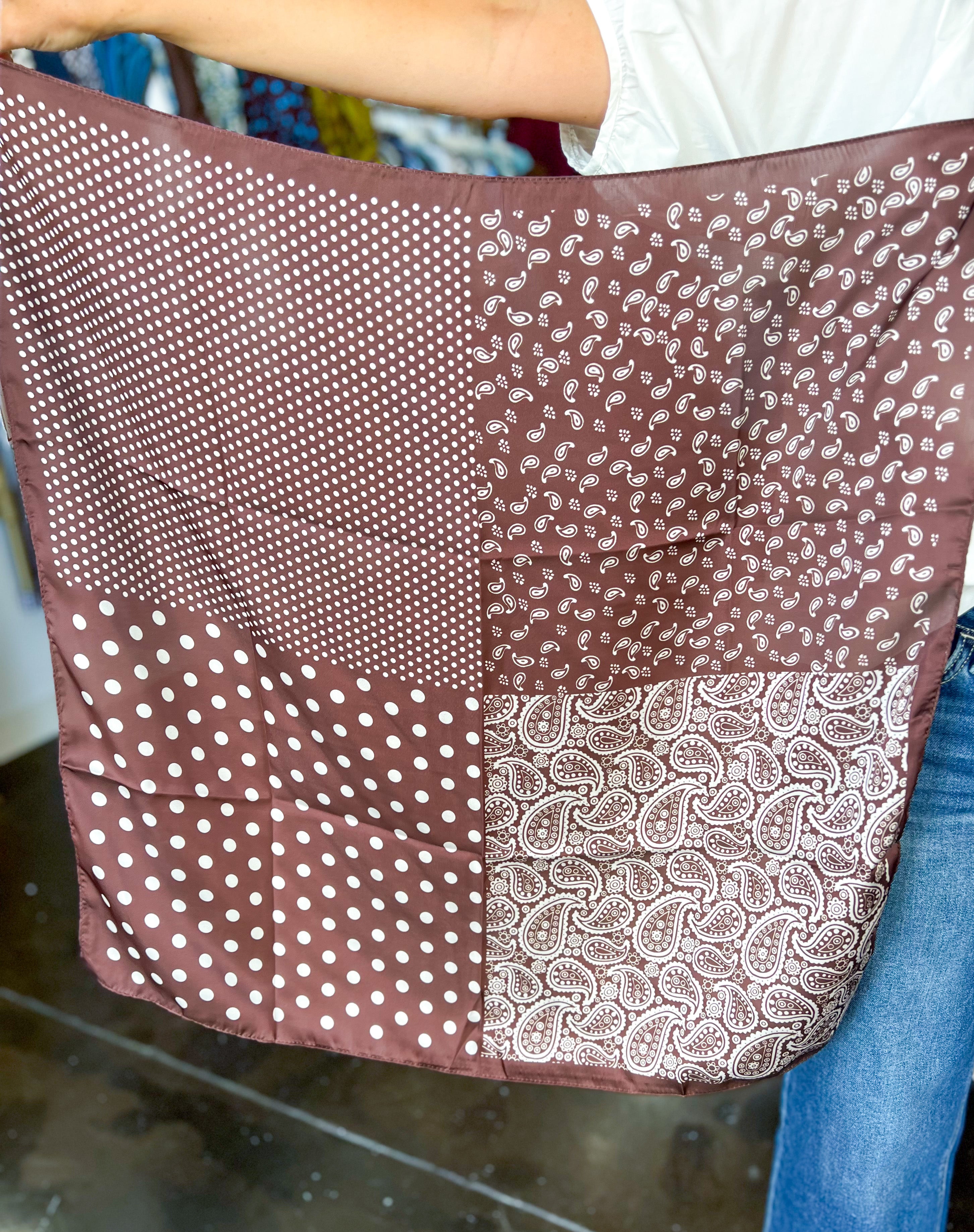 Paisley Square Scarf - Brown-130 ACCESSORIES-SHIRALEAH-July & June Women's Fashion Boutique Located in San Antonio, Texas
