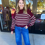 Pink Friday Doorbuster - Mock Neck Sweater Top - Burgundy - IN STORE-PINK FRIDAY DOORBUSTERS-BLU PEPPER-July & June Women's Fashion Boutique Located in San Antonio, Texas