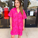 Hot Pink Lace Mini Dress-510 Mini-FATE-July & June Women's Fashion Boutique Located in San Antonio, Texas