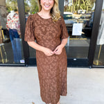 Fall Lace Midi Dress - Chocolate-500 Midi-POLOGRAM-July & June Women's Fashion Boutique Located in San Antonio, Texas