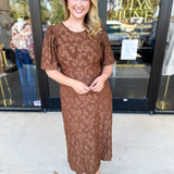 Fall Lace Midi Dress - Chocolate-500 Midi-POLOGRAM-July & June Women's Fashion Boutique Located in San Antonio, Texas
