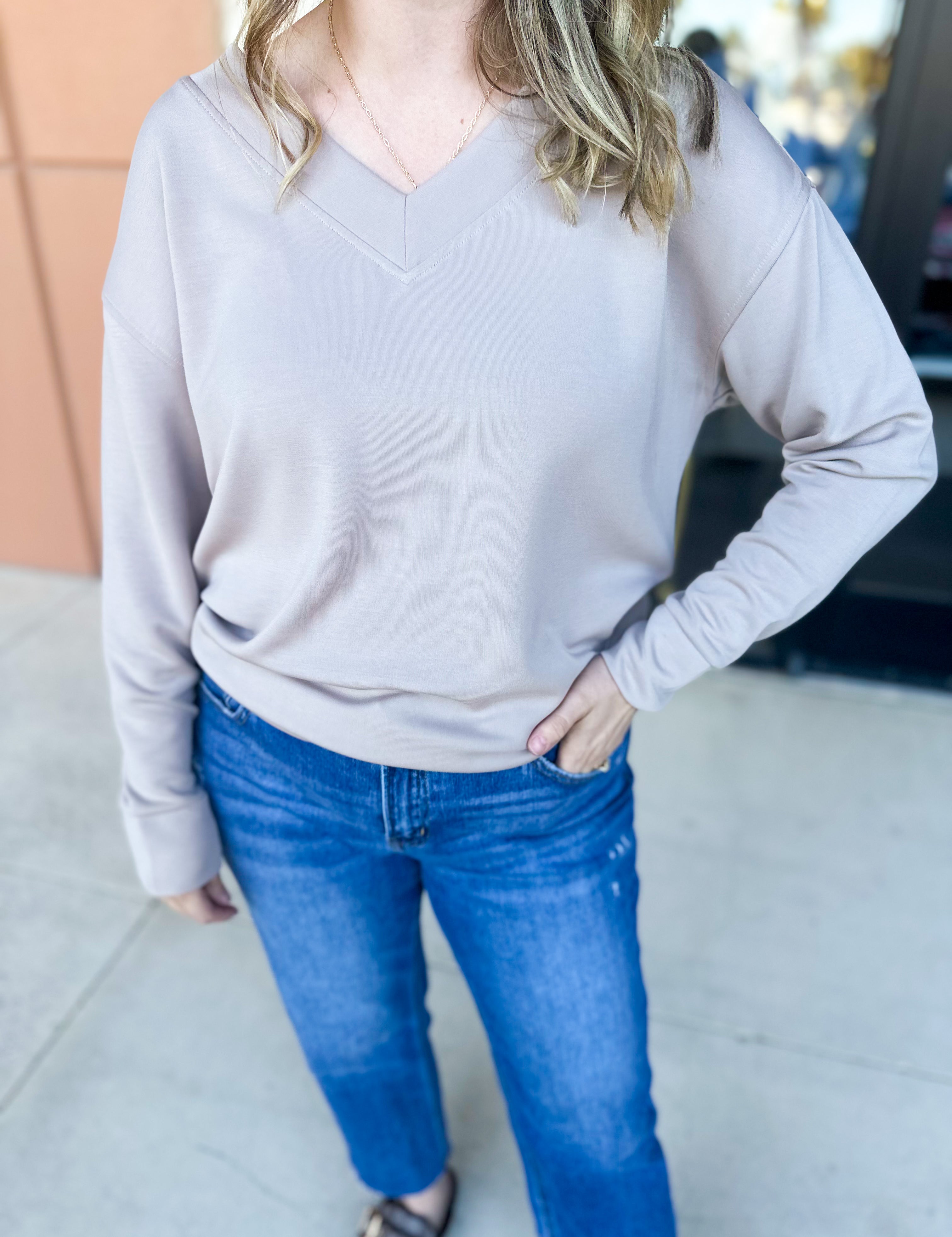 Mary Square - Hazel Long Sleeve - Sandy Mink-210 Casual Blouses-MARY SQUARE-July & June Women's Fashion Boutique Located in San Antonio, Texas