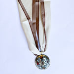 Scarf Necklace - Taupe Round Medallion-110 Jewelry & Hair-HART DESIGNS-July & June Women's Fashion Boutique Located in San Antonio, Texas
