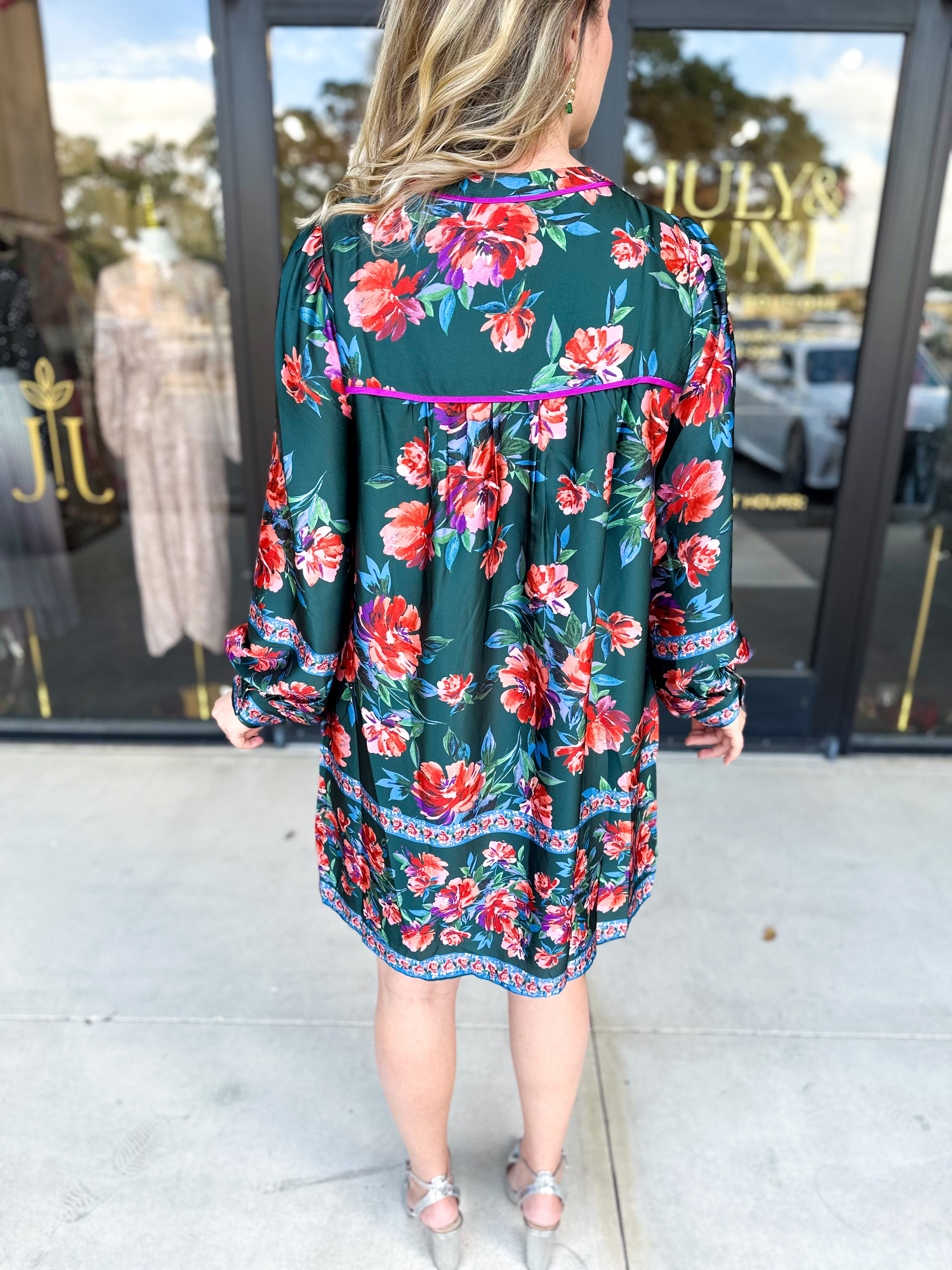 Jewel Tones Floral Mini Dress-510 Mini-FATE-July & June Women's Fashion Boutique Located in San Antonio, Texas