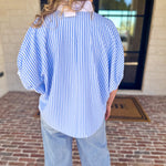 Seersucker Sweet Blouse - Light Blue-200 Fashion Blouses-ENTRO-July & June Women's Fashion Boutique Located in San Antonio, Texas